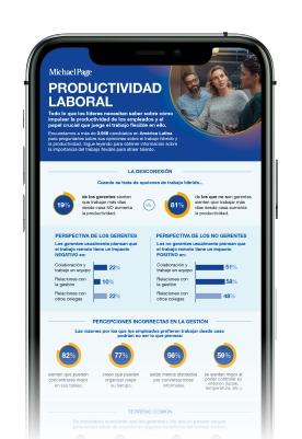 Teléfono móvil mostrando infografía sobre productividad laboral